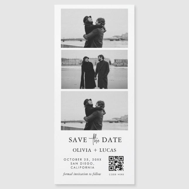 Carte Magnétique Bande photo de code QR personnalisée Mariage magné (Devant)