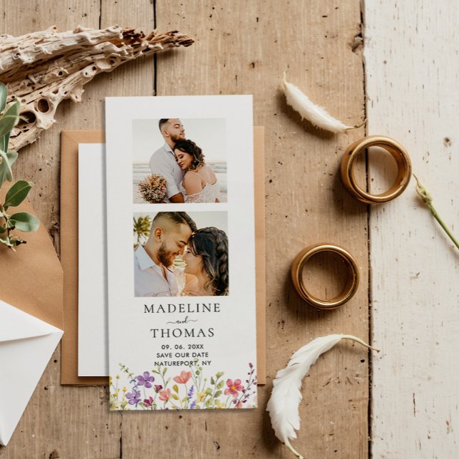 Carte Magnétique Bande Photo Mariage Magnétique Floral Enregistrer  (Créateur téléchargé)