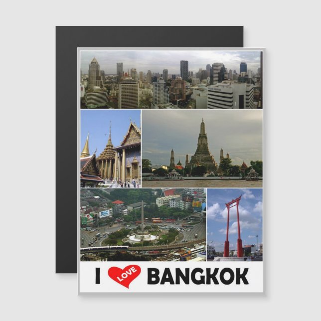 Carte Magnétique Bangkok - I Love - Thaïlande - (Devant / Derrière)