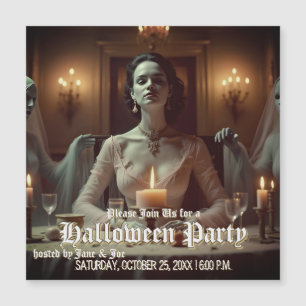 Carte Magnétique Banquet gothique d'Halloween à la lueur des bougie