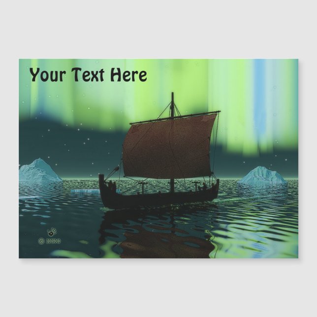 Carte Magnétique Bateau Viking Sous Lumière Du Nord (Devant)