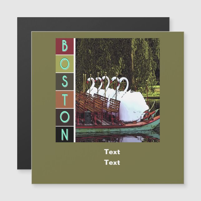 Carte Magnétique Bateaux à cygne en été - Boston (Devant / Derrière)