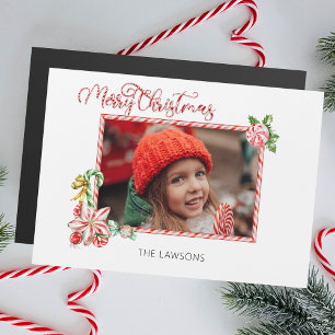 Carte Magnétique Bâton de bonbon festif Joyeux Noël Une photo
