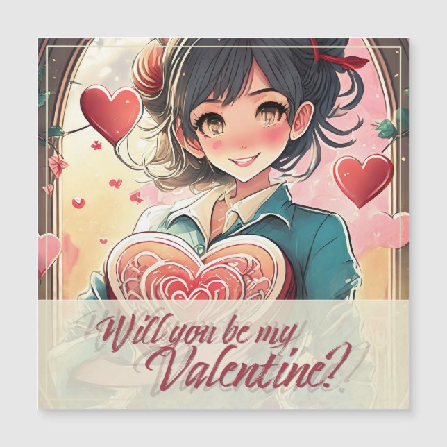 Carte Magnétique Be My Valentine in Manga Style 31470 (Devant)