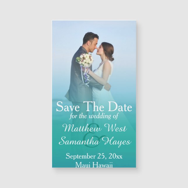 Carte Magnétique Beach Ocean Mist Photo Wedding Enregistrer La Date (Devant)