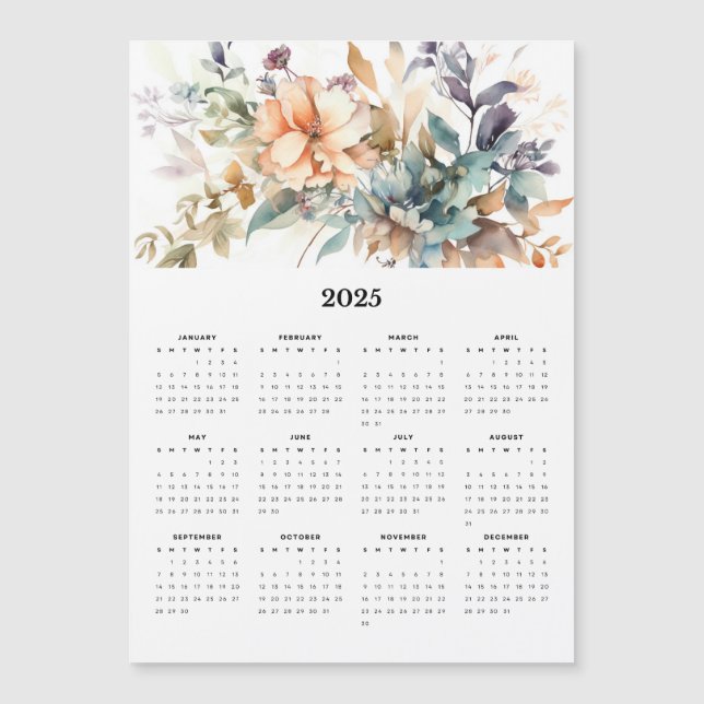 Carte Magnétique Beau bouquet floral 2025 Calendrier magnétique (Devant)