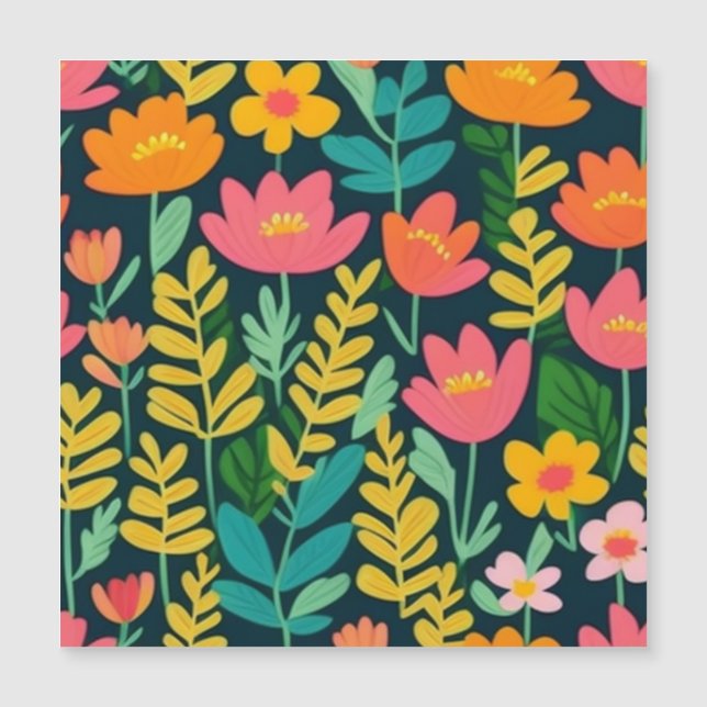 Carte Magnétique Beau champ fleuri coloré (Devant)