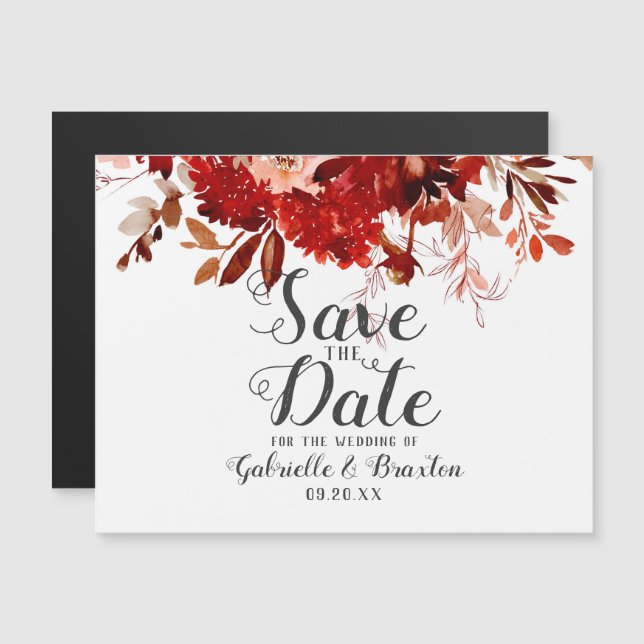 Carte Magnétique Beauté rustique Frontière Florale Boho Enregistrer (Devant / Derrière)