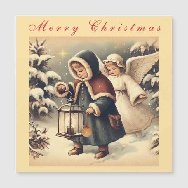 Carte Magnétique Beaux anges de Noël (Devant)