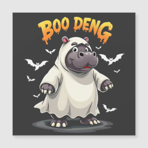 Carte Magnétique Bébé fantôme pygmée hippopotame Boo Deng Halloween
