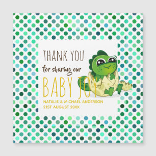 Carte Magnétique Bébé mignon Dinosaur Hatching Douche Party Polkado