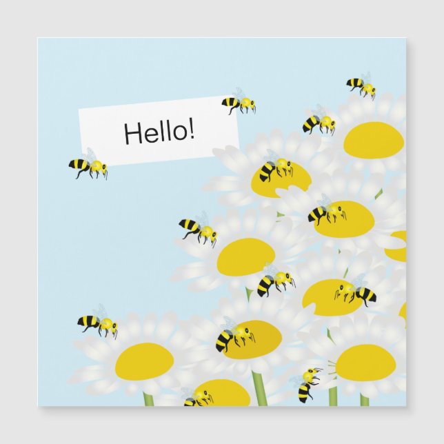 Carte Magnétique Bee on Flower Magnetic Card - Arrière - plan bleu (Devant)