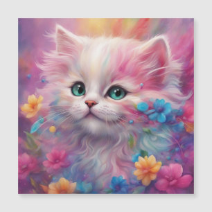 Carte Magnétique Belle Chat Blanc Fluffy