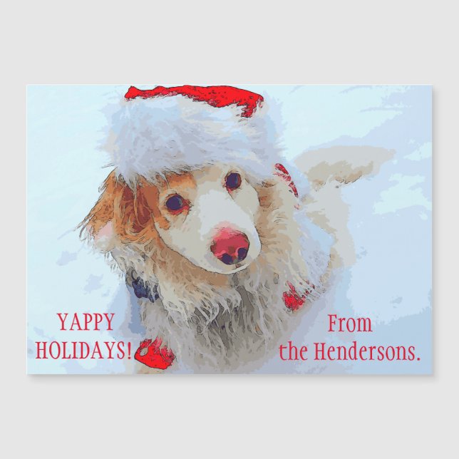 Carte Magnétique Belle fête Chien Dachshund Noël Fête neige casquet (Devant)