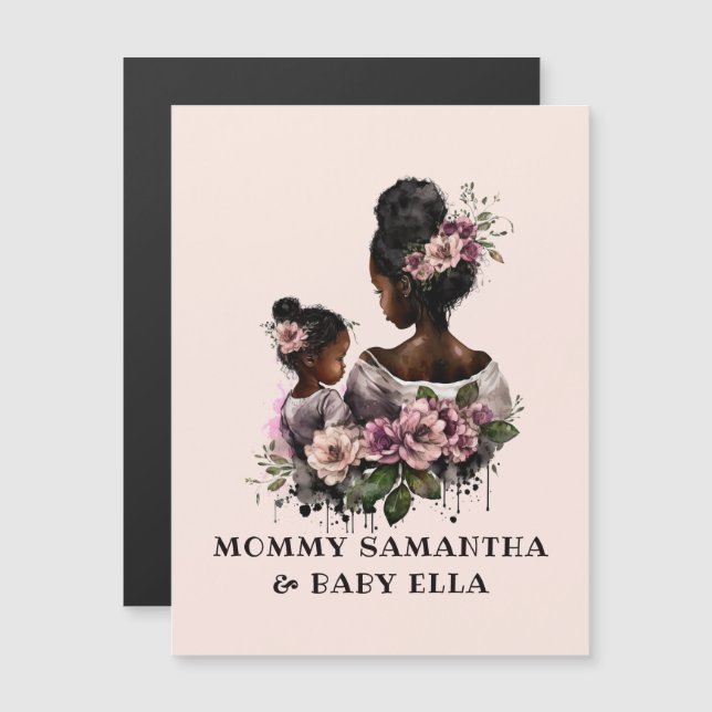 Carte Magnétique Belle mère et fille noire (7) (Devant / Derrière)