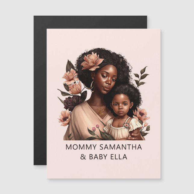 Carte Magnétique Belle mère et fille noire (9) (Devant / Derrière)