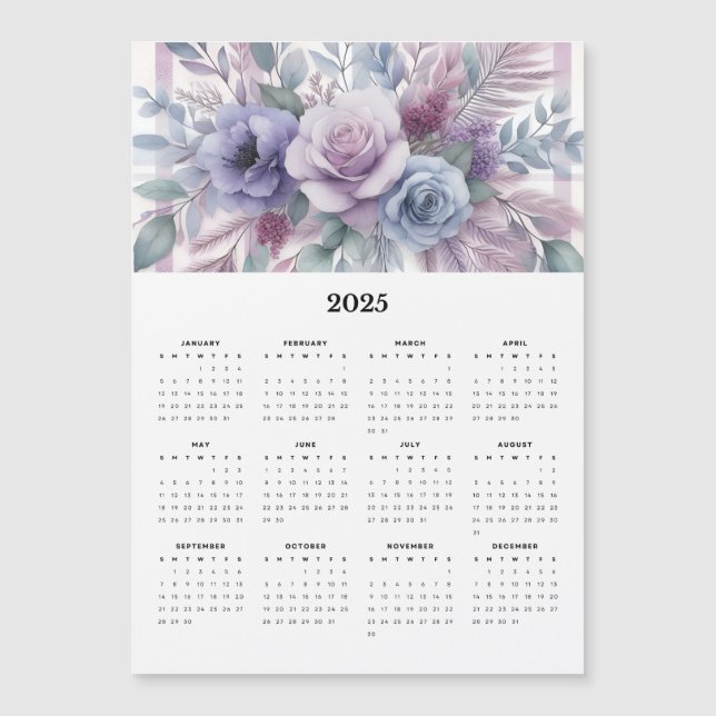 Carte Magnétique Belles fleurs violettes 2025 Calendrier magnétique (Devant)