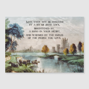 Carte Magnétique Bénédiction irlandaise vintage et paysage de châte