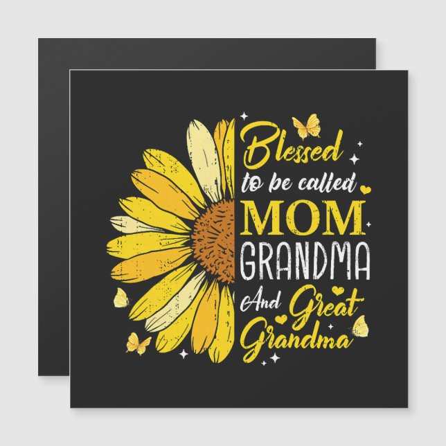 Carte Magnétique Bénie d'être appelée maman grand-mère (Devant / Derrière)
