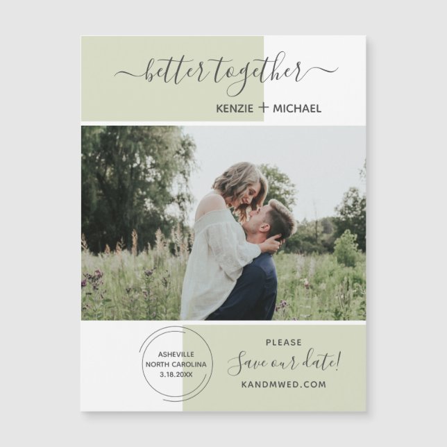 Carte Magnétique Better Together Photo Save the Date Mariage Modern (Devant)