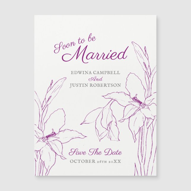 Carte Magnétique Bientôt être marié gladioli mariage enregistrer la (Devant)
