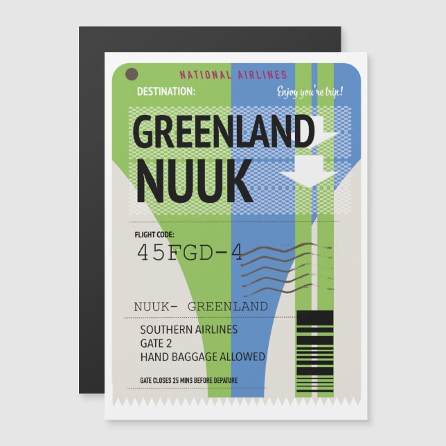 Carte Magnétique Billet de voyage Groenland Nuuk (Devant / Derrière)