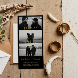Carte Magnétique Black Gold Photo Booth Mariage Bande Enregistrer L