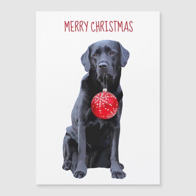 Carte Magnétique Black Lab Joyeux Noël - adorable chien du Labrador (Devant)