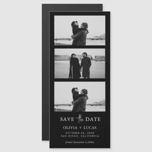 Carte Magnétique Black Photo Strip Mariage magnétique Enregistrer L (Devant / Derrière)