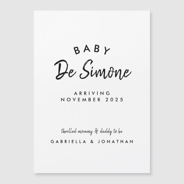 Carte Magnétique Black White Typogrpahy Pregnancy Magnetic Card (Devant)