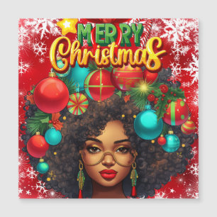 Carte Magnétique Black Woman Melanin Noël Afro Natural Queen