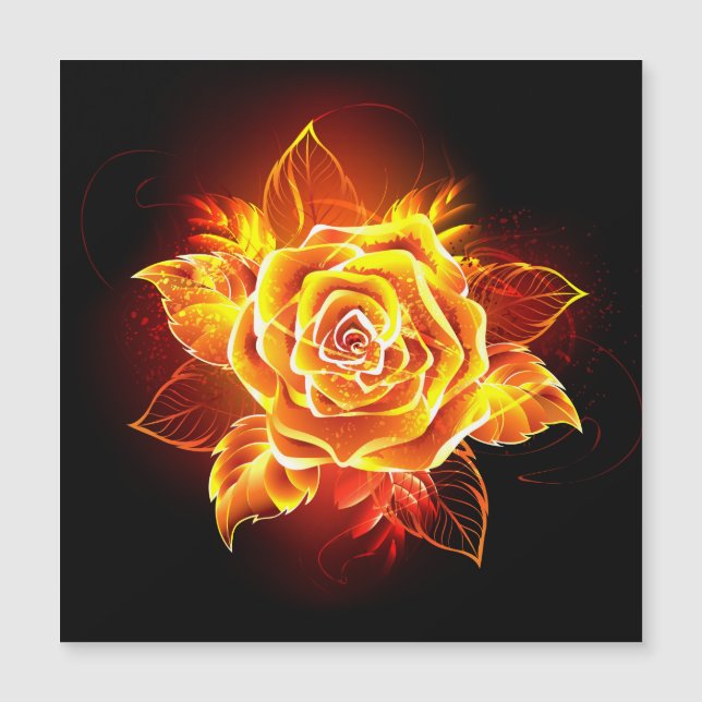 Carte Magnétique Blooming Fire Rose (Devant)