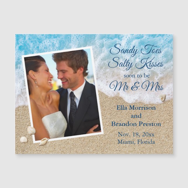 Carte Magnétique Blue Beach Waves Sandy Toilettes Salty Kisses Phot (Devant)