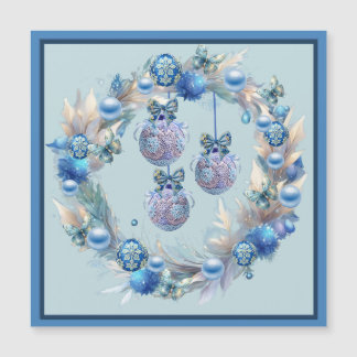 Carte magnétique Blue Christmas Ball Wreath