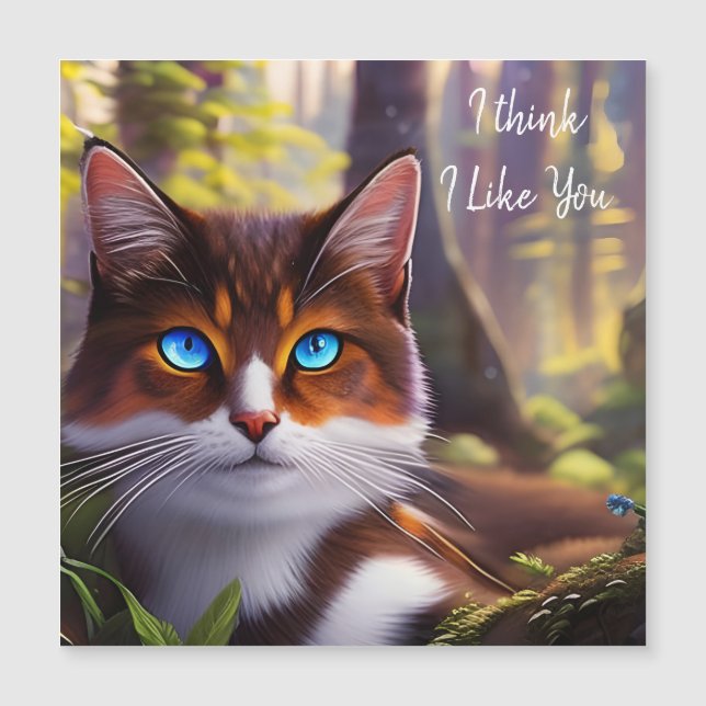Carte Magnétique Blue Eyed Cat in the Woods *personnalisez* (Devant)