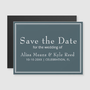 Carte Magnétique Boho Blue Modern Minimalist Enregistrer la date