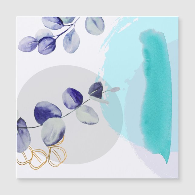 Carte Magnétique Boho botanique cyan violet (Devant)