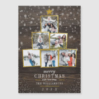 Bois rustique et cadre photo doré Arbre de Noël