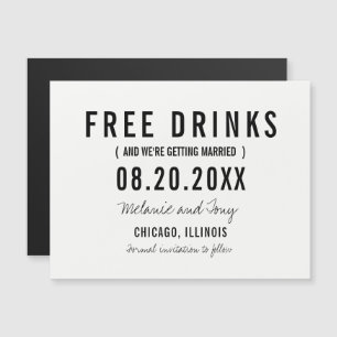 Carte Magnétique Boissons gratuites Mariage Enregistrer la date Mag