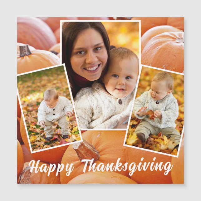 Carte Magnétique Bon thanksgiving Citrouille orange tendance magnét (Devant)
