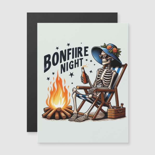 Carte Magnétique Bonfire Night - Beach Camping (2) (Devant / Derrière)