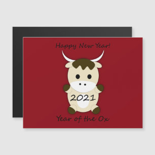 Carte Magnétique Bonne année 2021 Année du boeuf