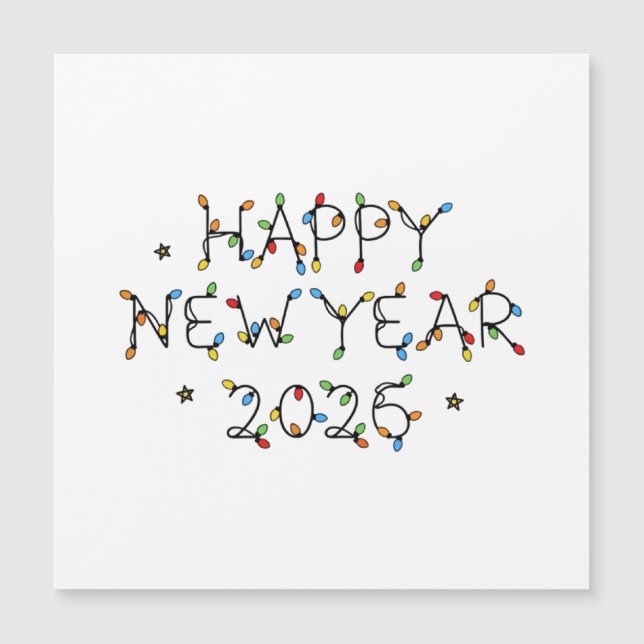 Carte Magnétique Bonne Année 2026 Design Minimaliste (Devant)
