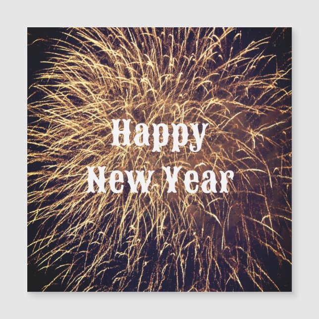 Carte Magnétique Bonne année Golden Fireworks tendance 2023 (Devant)