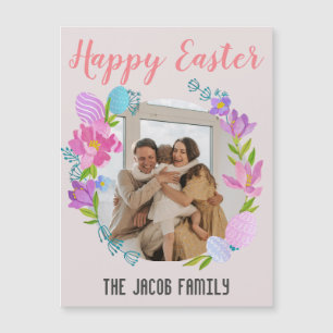 Carte Magnétique Bonne famille de Pâques, famille de lapins de Pâqu