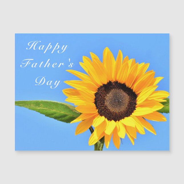 Carte Magnétique Bonne Fête des pères Tournesol Jaune sur Ciel Bleu (Devant)