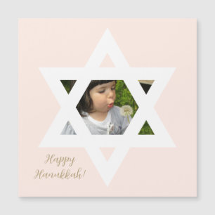 Carte Magnétique Bonne Hanoukka rose mignonne une photo