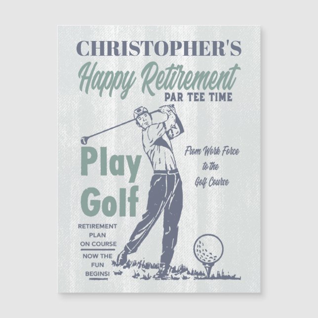 Carte Magnétique Bonne retraite Retro Golf (Devant)