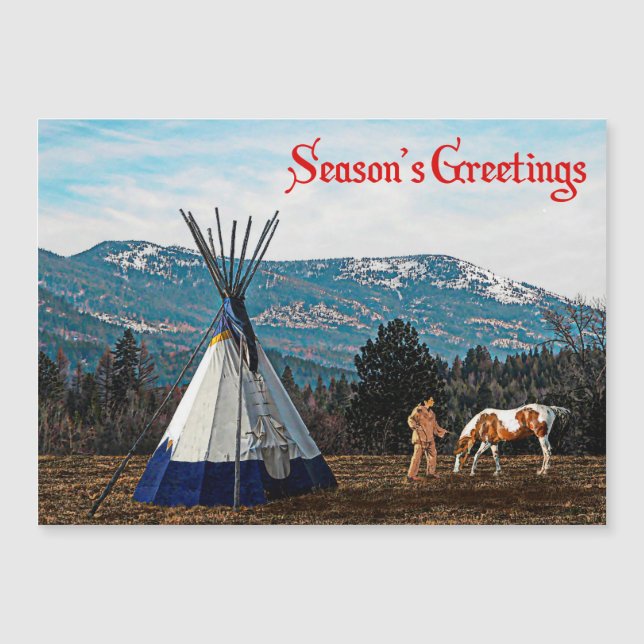 Carte Magnétique Bonnes Fêtes - Camp d'hiver (Devant)
