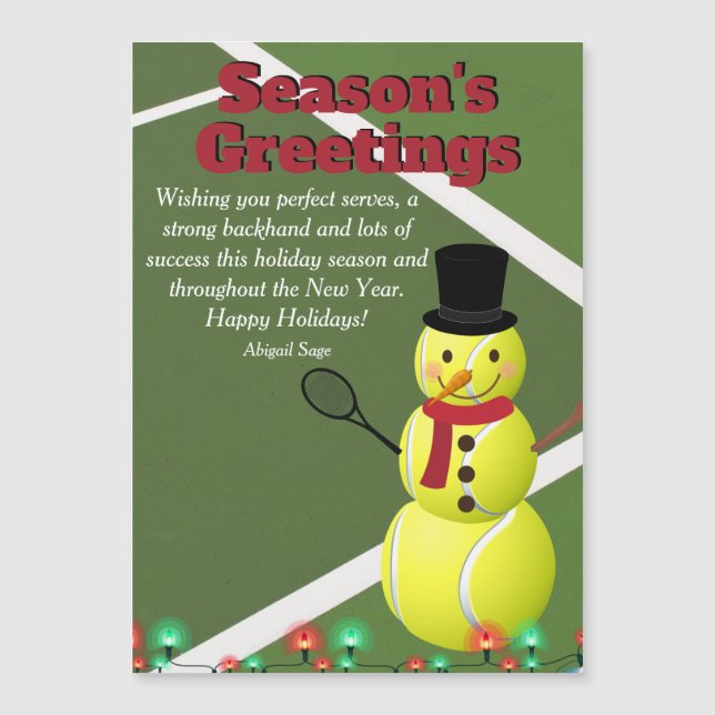 Carte Magnétique Bonnes Fêtes Tennis Ball Christmas Card (Devant)